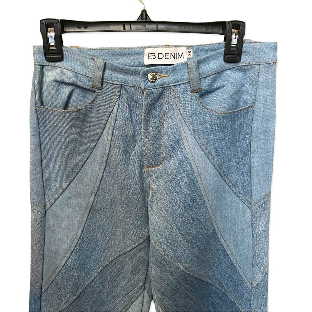 EB Denim patchwork jeans Vien Straight Leg Medium Wash pieced Revolve XS - Picture 6 of 12